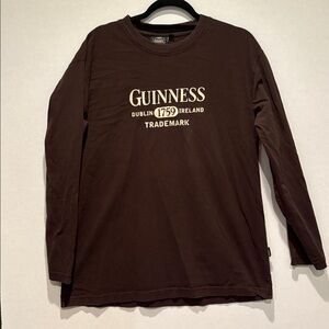 Guinness Stout Branded Men's Long Sleeve T-shirt. Beer. Brown. Large. Ireland.